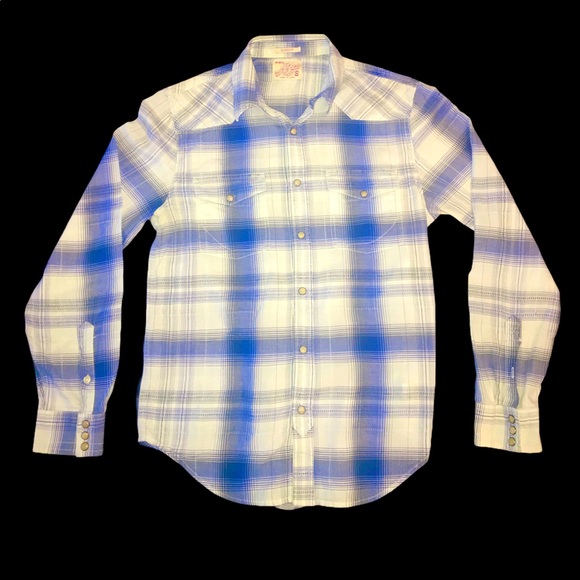 (S) Lucky Brand Classic Fit Blue/White Western - Picture 1 of 3